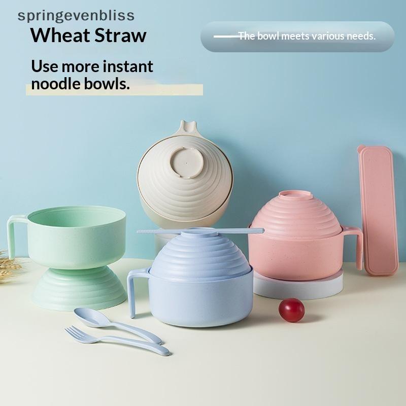 Springevenbliss Ramen Bowl Set Ramen Noodles Bowl ตะเกียบ Ramen Bowl Microwavable Cooker Bowl พร้อมฝ