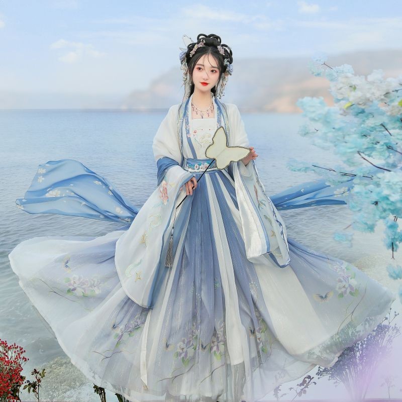 Ning Zixuan Made in Song ความยาวเอวจีน Hanfu ผู้หญิงดอกไม้แผ่นจีน Breathable สไตล์ทุกวัน
