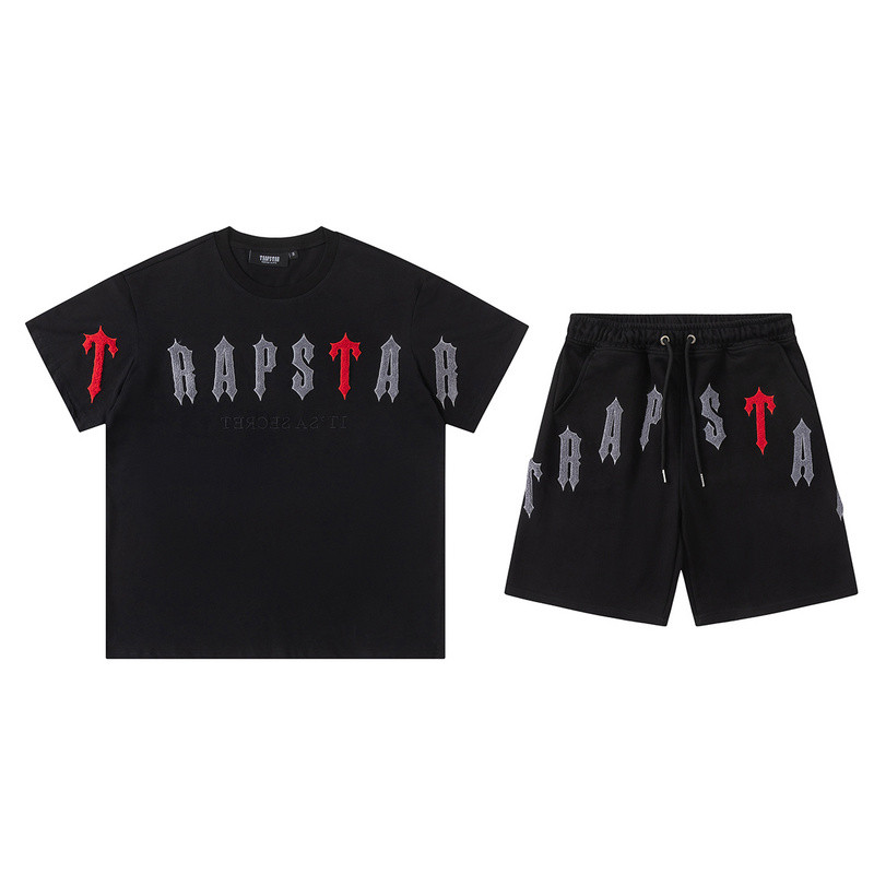 Trapstar American High Street Wear Summer Sports Leisure Contrast Color Letter เย็บปักถักร้อยกางเกงข
