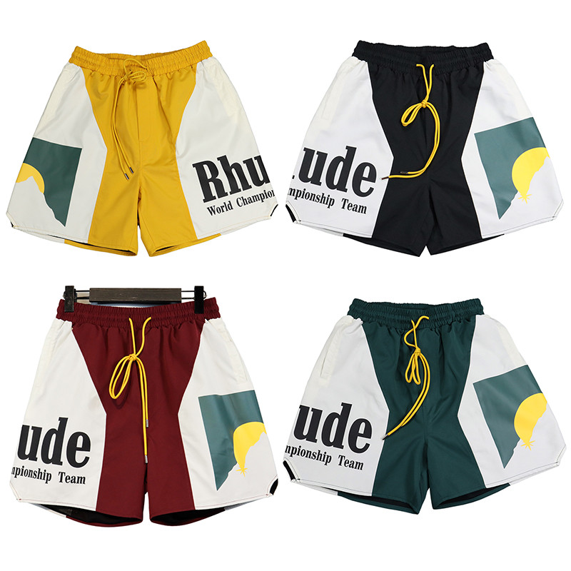 Rhude Panel Logo Short 拼接色กีฬา