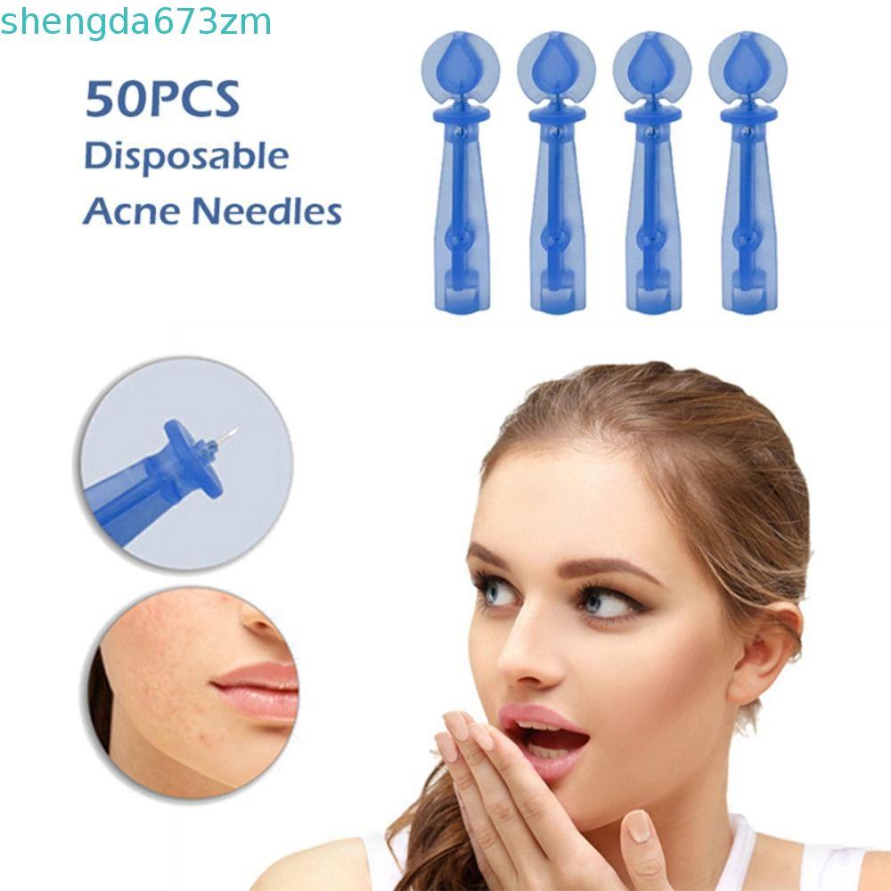 SHENGDA 50 ชิ้น/กล่อง Blackhead Remover เครื่องมือ, Skin Care Pimple Pins ทิ้งเข็มสิว, Pimple Extrac