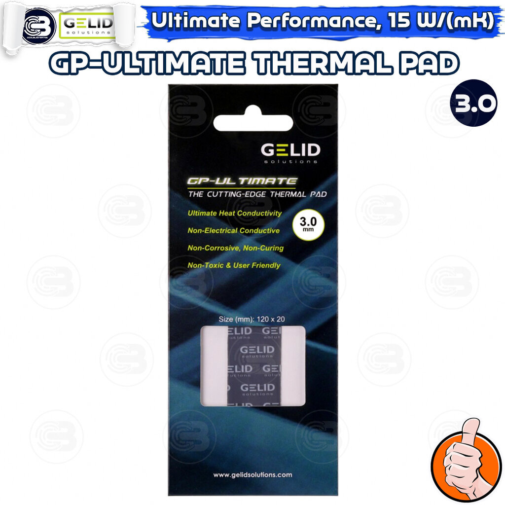[CoolBlasterThai] GELID GP-ULTIMATE Thermal Pad (1 PCS) 120x20x3.0 mm./15.0 W/mK (TP-GP04-R-E)