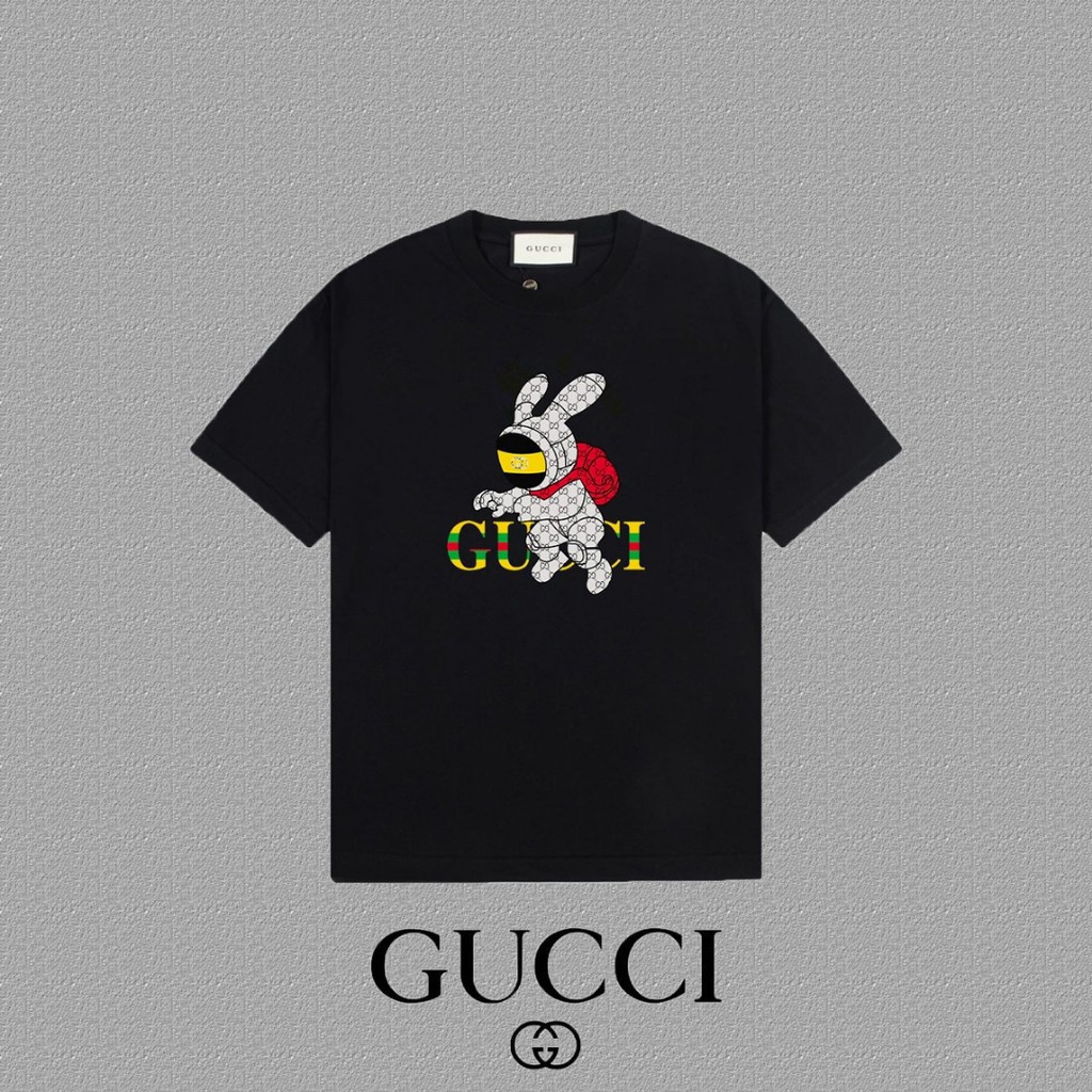 GUCCI/GUCCI/2026 สไตล์ใหม่ผู้ชายผู้หญิงสไตล์คอกลมแขนสั้น Street สไตล์ฐานด้านใน Match Slim-fit Creati
