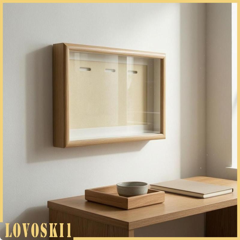 [Lovoski1] Pin Display Frame Slot Design Medal Frame Clear 3 เหรียญ H A4 White Oak