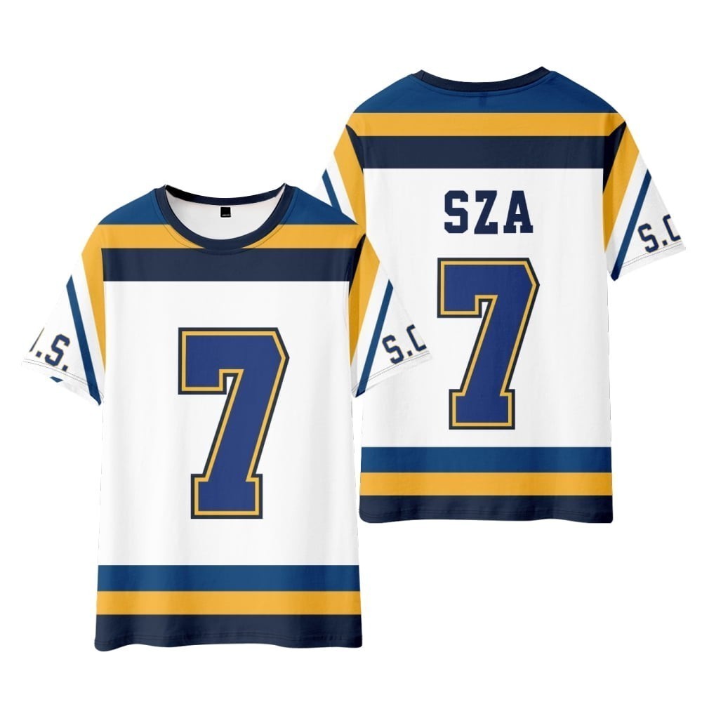 [หลากสี] SZA SOS Jersey เสื้อยืด North America Tour Merch Tee คอสเพลย์ผู้หญิงผู้ชายแฟชั่นลําลองแขนสั