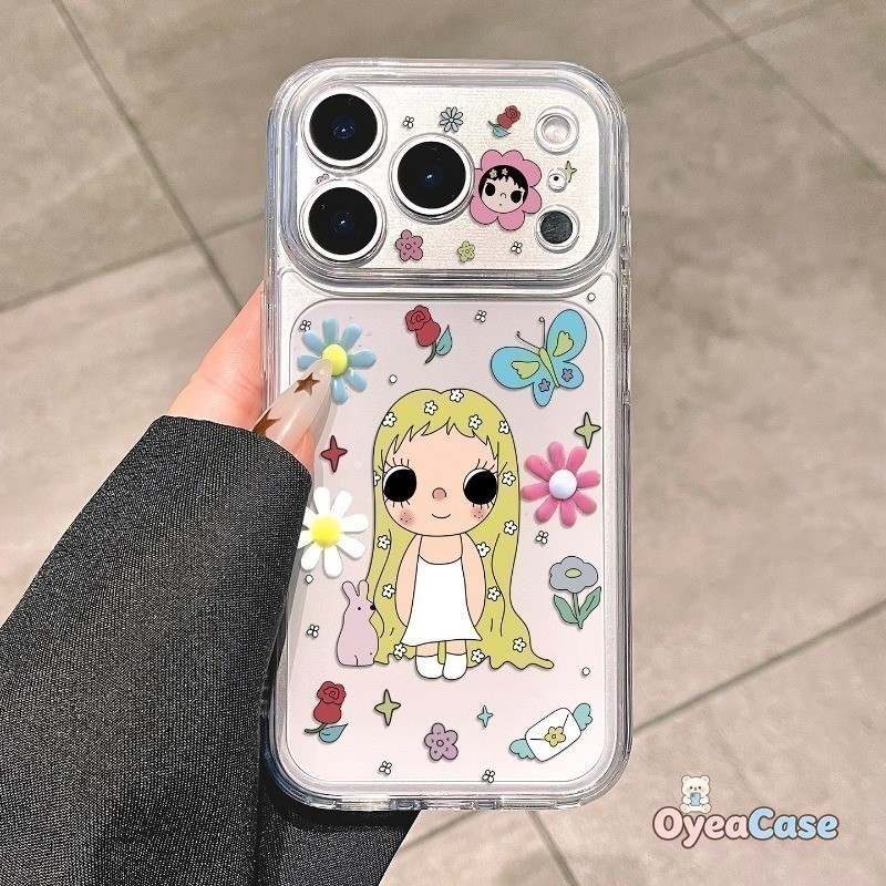 ดอกไม้ล้างเคสโทรศัพท์สําหรับVivo X300 X300S X200 Pro Mini FE X200S X100 Ultra X100S X90 X80 Lite X70 X60 X50 X30 X27 Pro Plus X23 น่ารักการ์ตูนสาวนุ่มความงาม