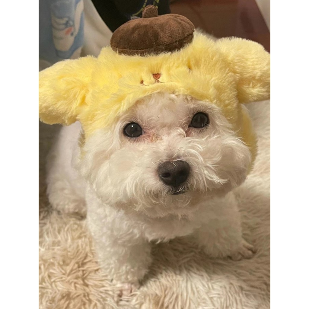 Bichon Pudding Dog Headgear Pet หมวกน่ารัก Yorkshire Cat Puppy Dog Winter Cross-Dressing Hat
