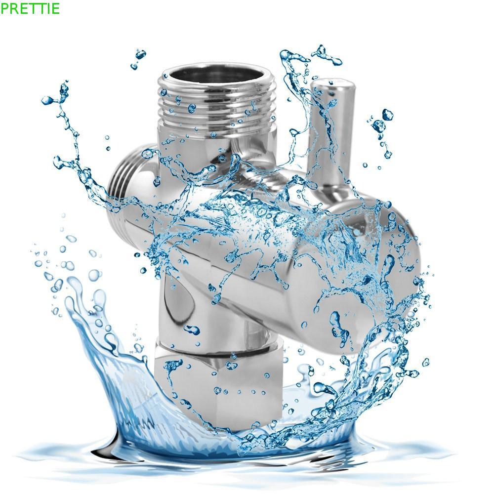 PRETTIE 3 Way Shower Head Diverter Valve, G1/2 T-adapter 3 Way Switch Faucet Valve, อุปกรณ์ห้องน้ําส
