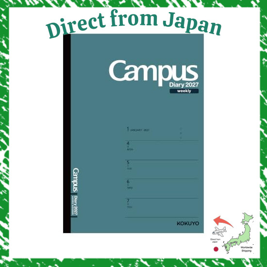 Direct From Japan Kokuyo Planner 2027 Campus Diary Weekly Horizontal Left A5 Dark Green Ni-CWHDG-A5-