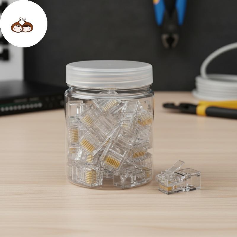 BEF 100PCS Cat6 UTP FTP สายเคเบิลเครือข่าย RJ45 ปลั๊ก Modular Ethernet Connectors Gold Plated End สํ