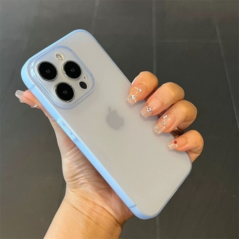 Glacier Blue Ultra-Thin Frosted Apple 17ProMax เคสโทรศัพท์ iPhone13 รวมทุกอย่าง 12 กันกระแทก 11 สไตล์ใหม่ 14XR