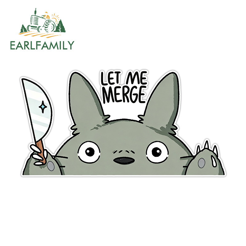 EARLFAMILY อะนิเมะ Totoro Peeker สติกเกอร์รถ Scratch-Proof รถจักรยานยนต์กระเป๋าเดินทาง Trunk แล็ปท็อ
