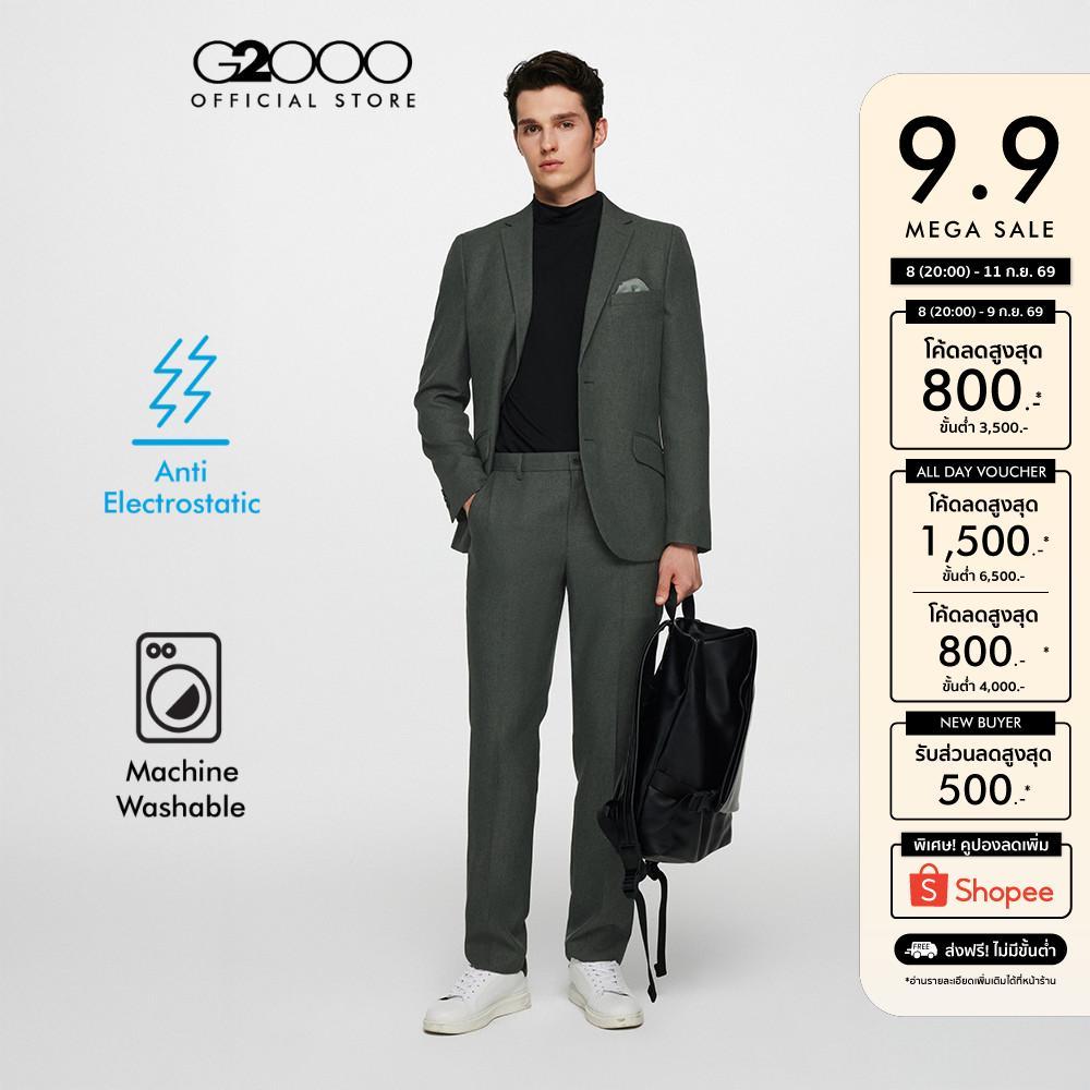 G2000 กางเกงสูทสำหรับผู้ชาย Regular Fit รุ่น 3615205196 สีเทาเข้ม