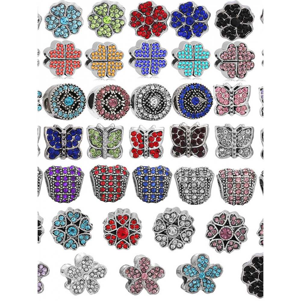 Ebay ขายร้อนสร้อยข้อมือลูกปัดโลหะผสม Peony Diamond สร้อยข้อมือดอกไม้ห้ากลีบสร้อยคอวัสดุลูกปัดอุปกรณ์