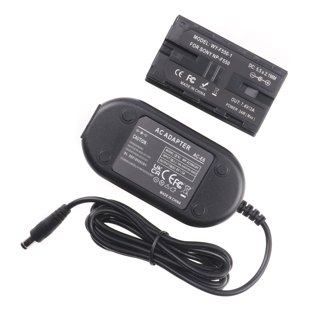 NP-F550 Dummy แบตเตอรี่อะแดปเตอร์ + AC Power Supply อะแดปเตอร์สําหรับ SONY NP-F770/F750/F550 F570 NP