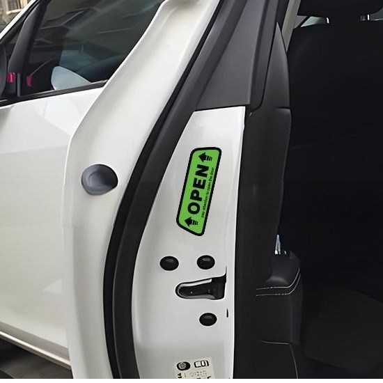 Creative Text Open Door Opening Prompt Anti-Collision Sticker Open Door Safety Decoration Automobile