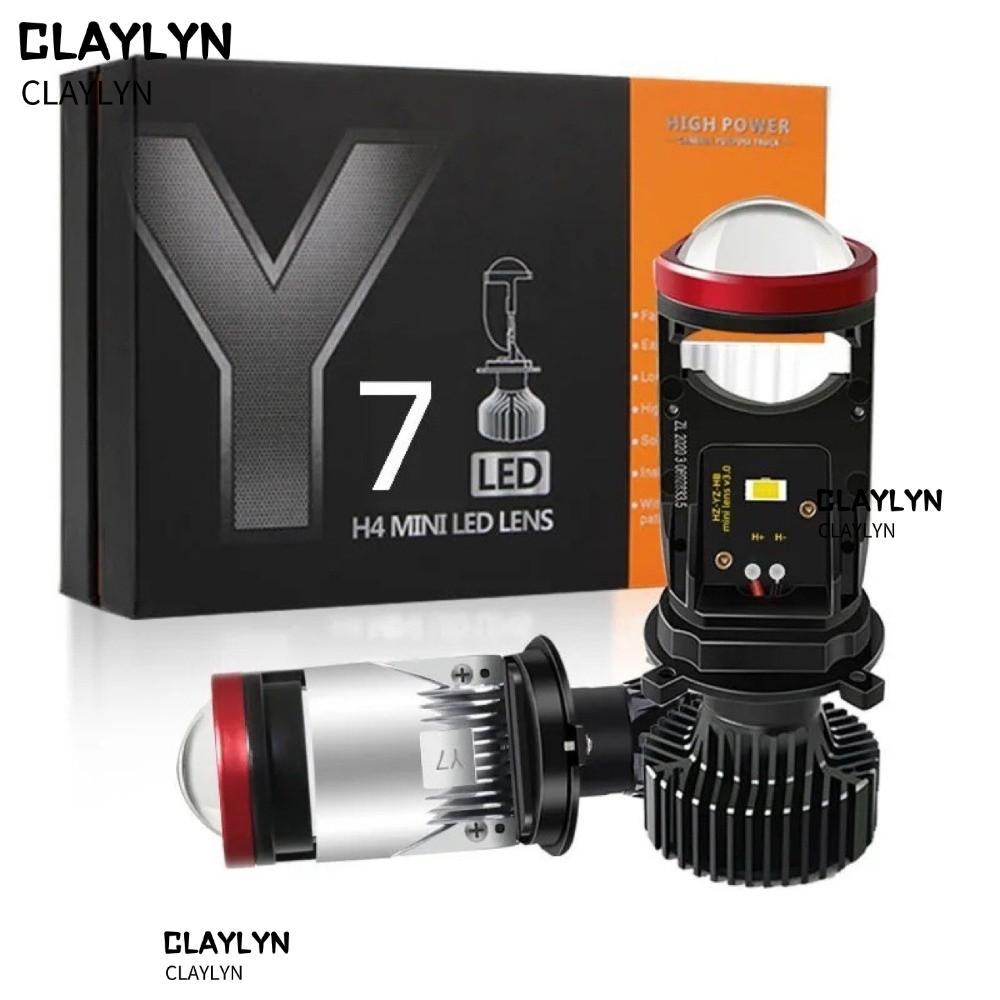 CLAYLYN หลอดไฟ LED H4, Y7D Mini Lens Bi Canbus, High Low Beam Turbo Fan 6500K Auto Car โคมไฟไกลและใก