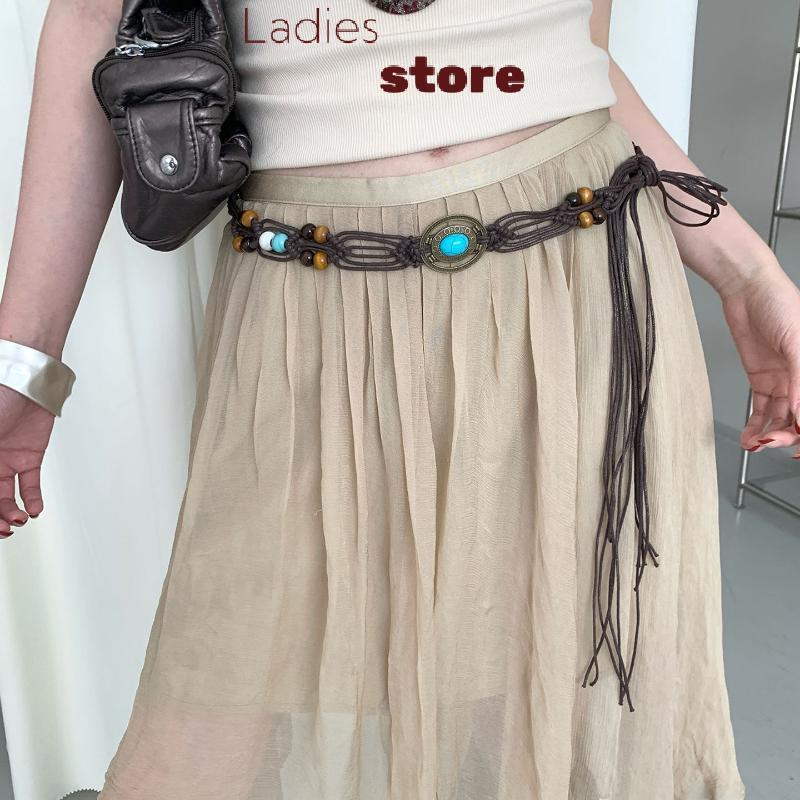 KTH Boho Chic ลูกปัดเอวเชือกสําหรับผู้หญิงสไตล์ชาติพันธุ์คุณภาพสูงเข็มขัดทอมือเหมาะสําหรับหรูหราและช