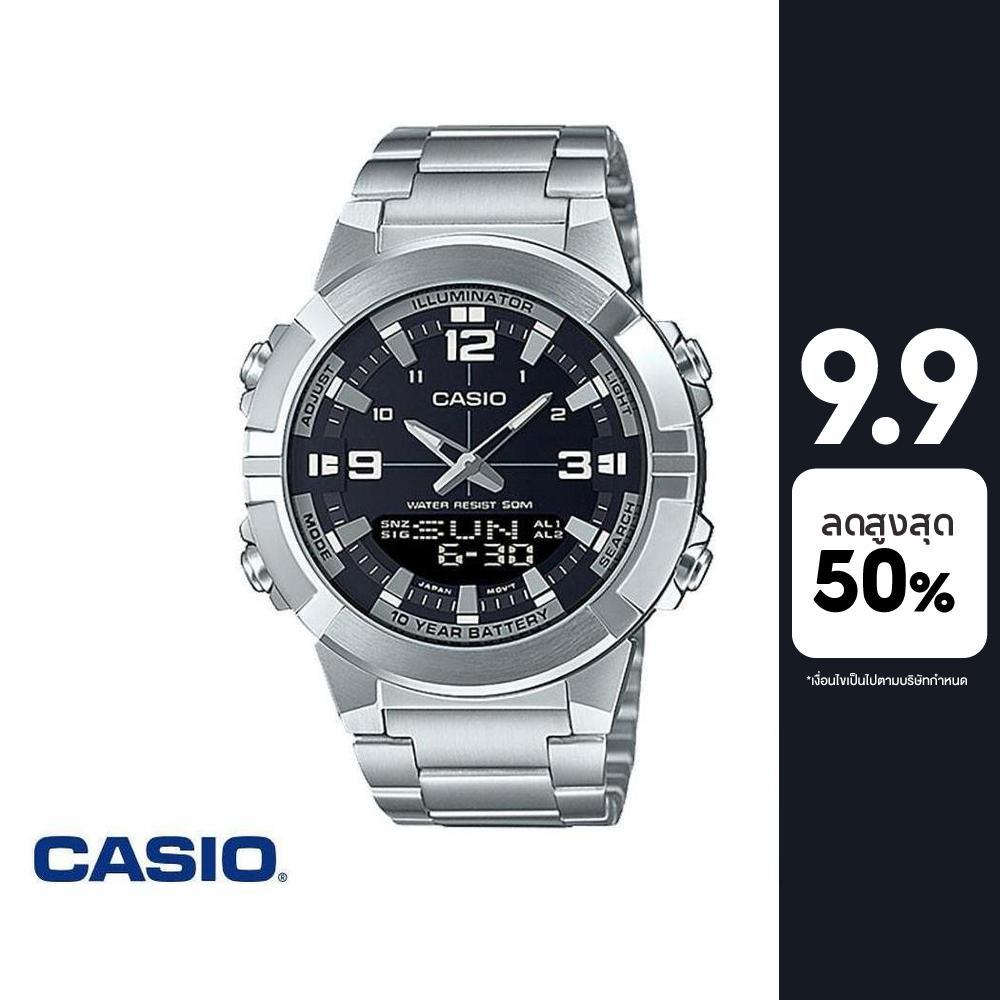 CASIO นาฬิกาข้อมือ CASIO รุ่น AMW-870D-1AVDF วัสดุสเตนเลสสตีล สีดำ