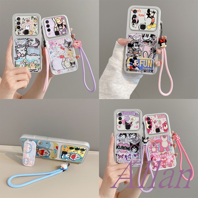 เคส vivo 1901 1902 1904 1906 1916 1940 เคส TPU พร้อมสายรัดข้อมือ มีรั้ง กระจกการ์ตูน ทนต่อการตก KN-ZJ