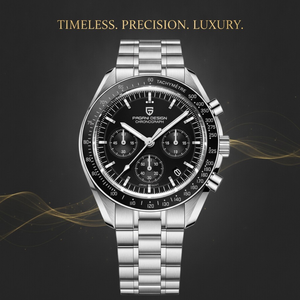 นาฬิกา PAGANI DESIGN PD-1701 ผู้ชาย กลไก SEIKO ควอตซ์ โครโนกราฟ สไตล์สปีดมาสเตอร์ กันน้ำ กระจกแซฟไฟร