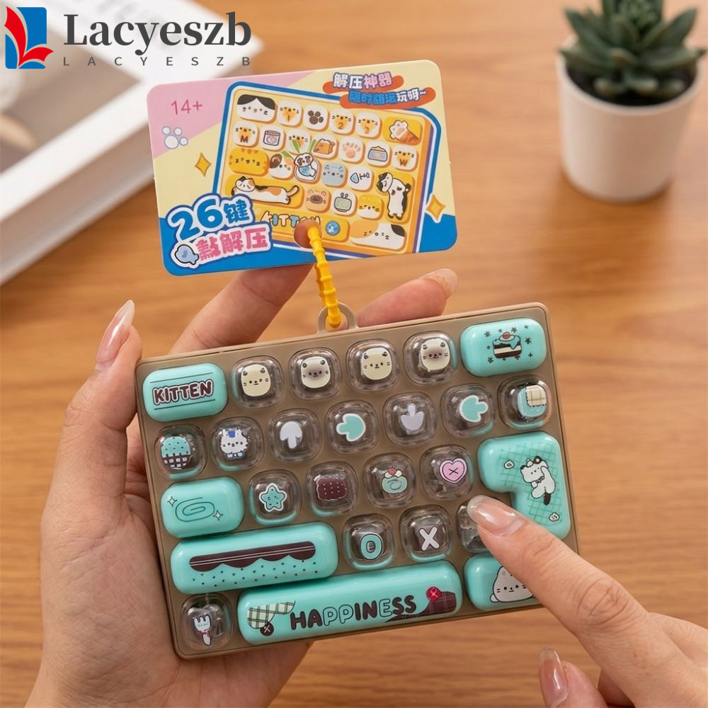 LACYESZB 26 Key Keyboard พวงกุญแจ, Press-Type Clear Key Sounds Mechanical Fidget Keyboard, น่ารักพลา