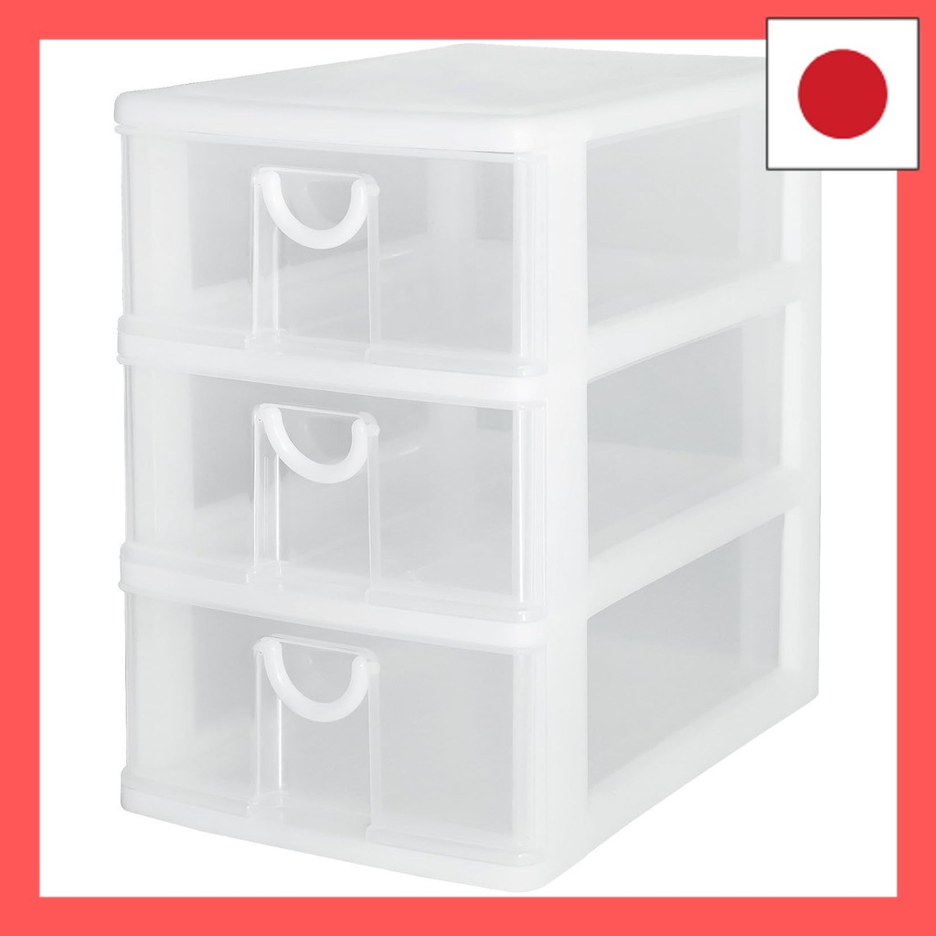 Sanko Plastic 3-Tier Small Item Storage Unit, Elpis Series, 18.2cm (W) x 26.5cm (D) x 27cm (H), Whit