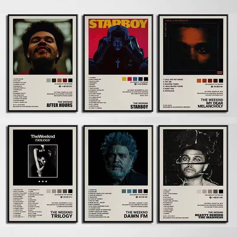 โปสเตอร์พิมพ์ภาพวาดนักร้อง Star Weeknd สำหรับตกแต่งห้องนั่งเล่น ของขวัญสุดพิเศษ