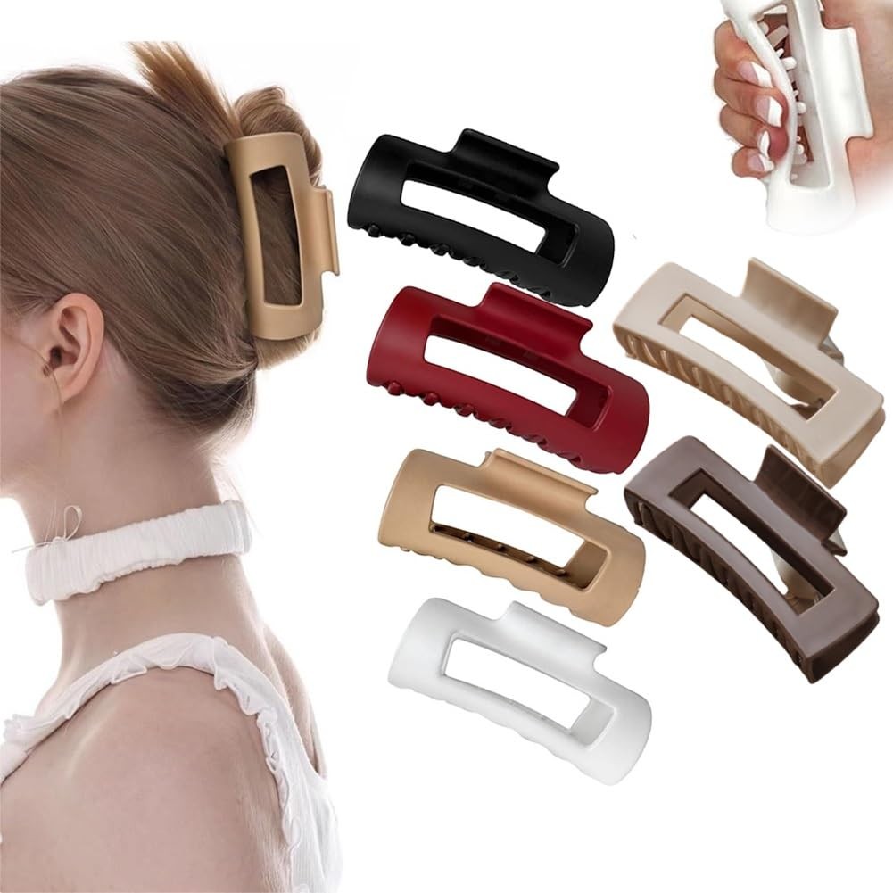 Soft Hair Clips for Women, Bendable Claw Clip, Non-slip Square Squishy Silicone, Flexible Scalp-Safe