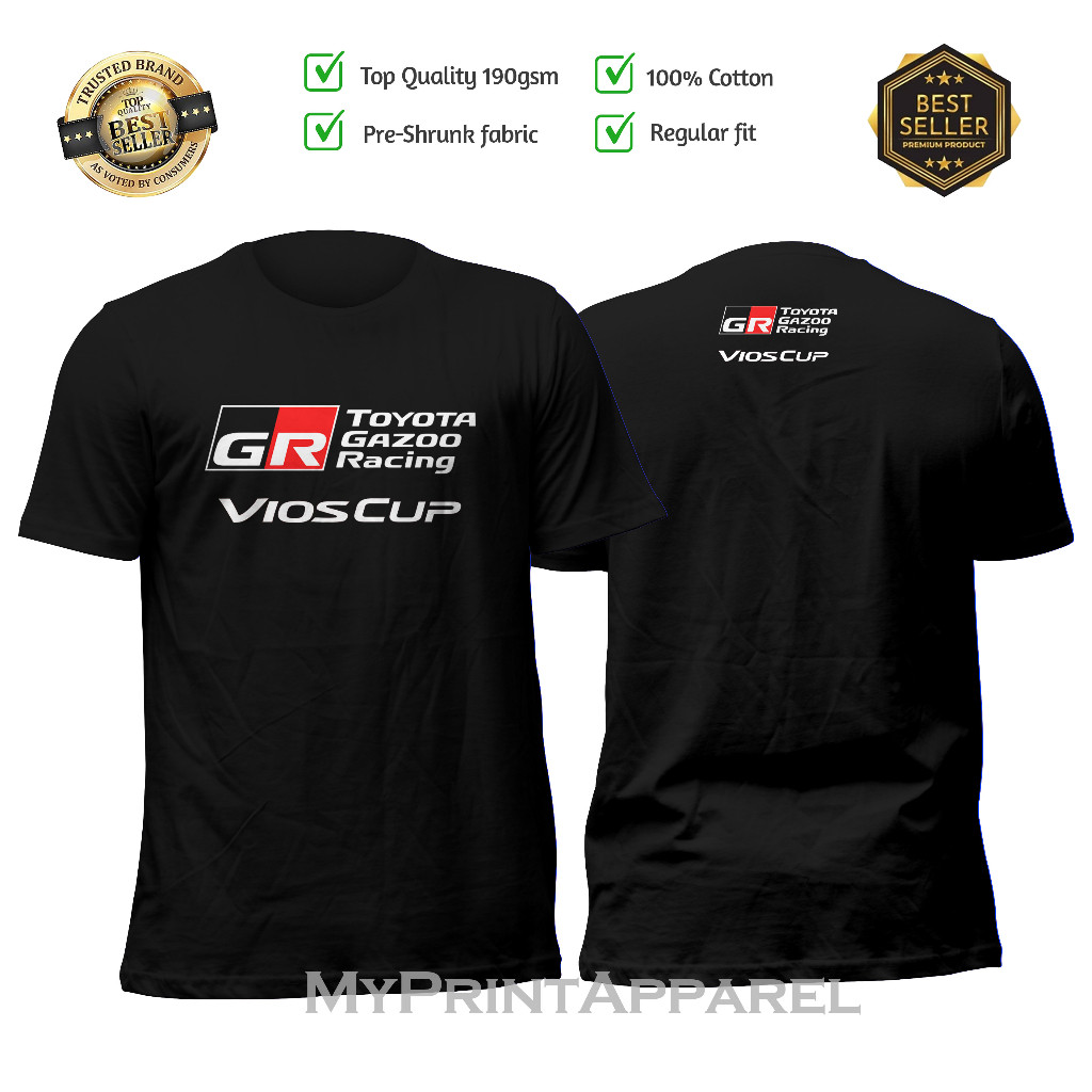 Toyota Gazoo Racing Vios Grs Car Automotive Sport Baju Tshirt ไมโครไฟเบอร์