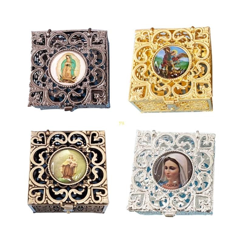 Yu Mini Treasure Storage กล่องเก็บเครื่องประดับ Retro Gold Foil สำหรับสร้อยคอและต่างหู