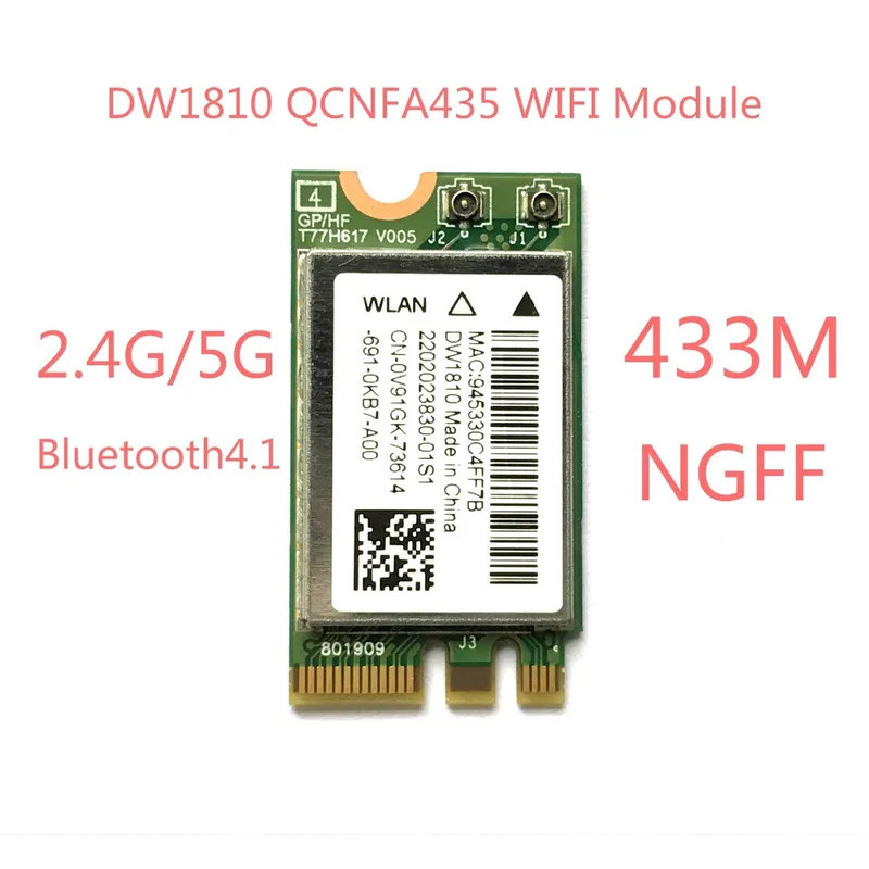 ใหม่ DW1810 ac NGFF 433Mbps BT4.1 การ์ดเครือข่ายไร้สาย WiFi QCNFA435 โมดูล WIFI