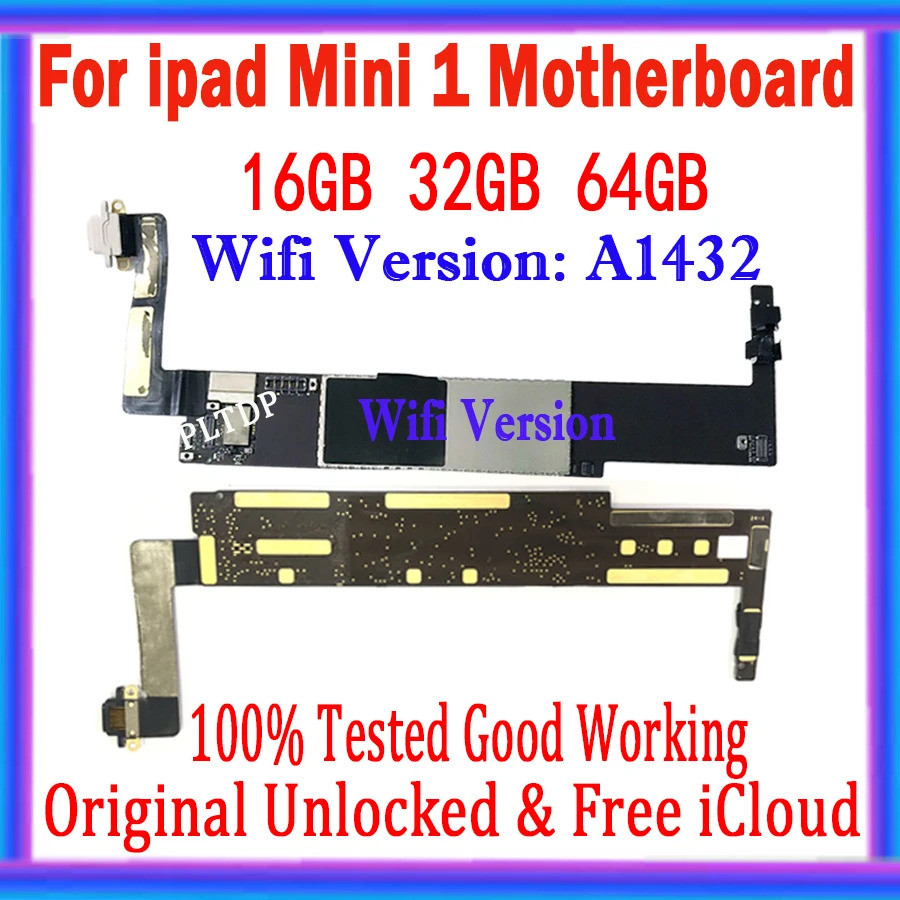 สําหรับ iPad MINI 1 เมนบอร์ดชิป A1454 A1455 ซิมการ์ดระบบ IOS เดิมปลดล็อค Logic Board ฟรี iCloud Wifi
