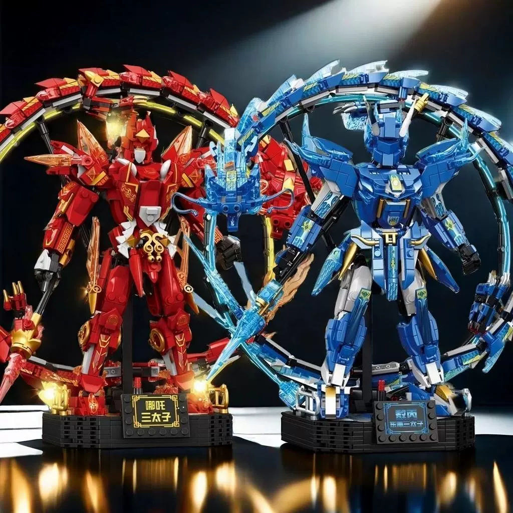 哪吒机甲积木⭐Nezha Ao Bing Magic Boy Hunted Sea Mythical Building Blocks Figure-Made Movie Model Assemb