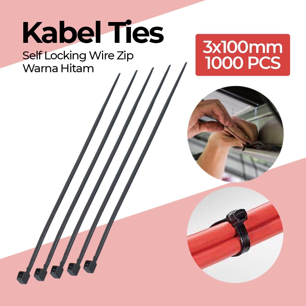 RC Cable Ties 3x100mm 1000 PCS Self Locking Wire Zip Cable Organizer - เคเบิ้ลไทร์สีดํา