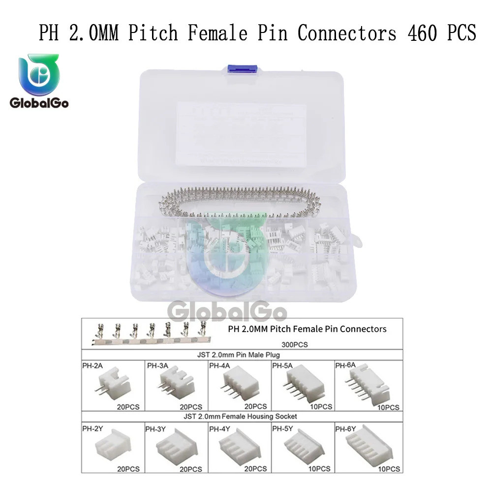 460 ชิ้น/เซ็ต XH2.54 2.54 มม./PH2.0 2.0 มม.Pitch Terminals ชุดตัวเชื่อมต่อ 2Pin 3Pin 4Pin 5Pin PH ชุ