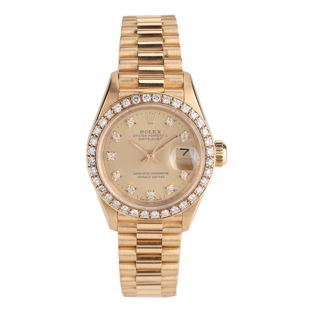 Rolex Gold Rolex Watch นาฬิกาผู้หญิง Diary All 18K Gold Back Diamond เครื่องจักรอัตโนมัติ สินค้าของแ
