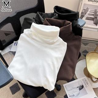 ส่งเร็ว 24ชม สีดำ เสื้อเชิ้ตแขนยาว คอสูง ให้ความอบอุ่น สีกาก…