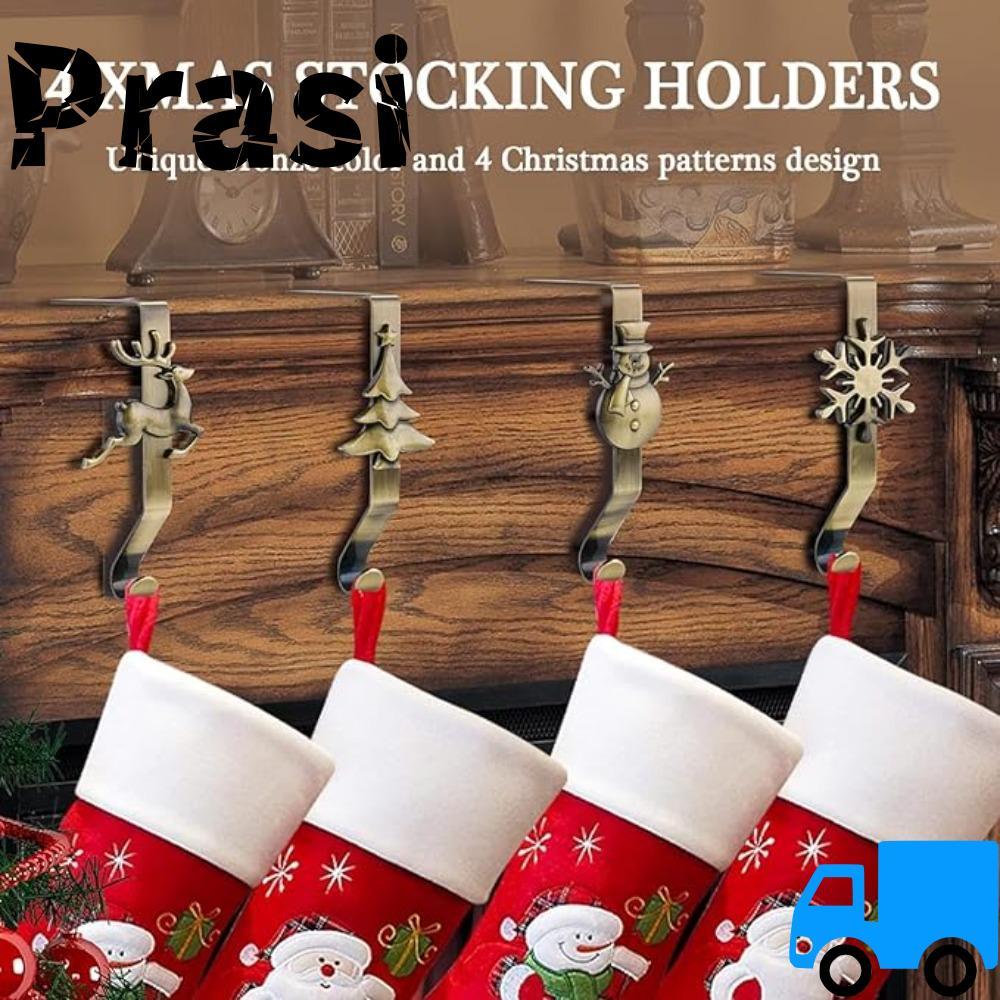 PARASI Xmas Stocking Hangers, สําหรับ Mantel Metal Christmas Stocking Holders, Deer Non-Slip Christm