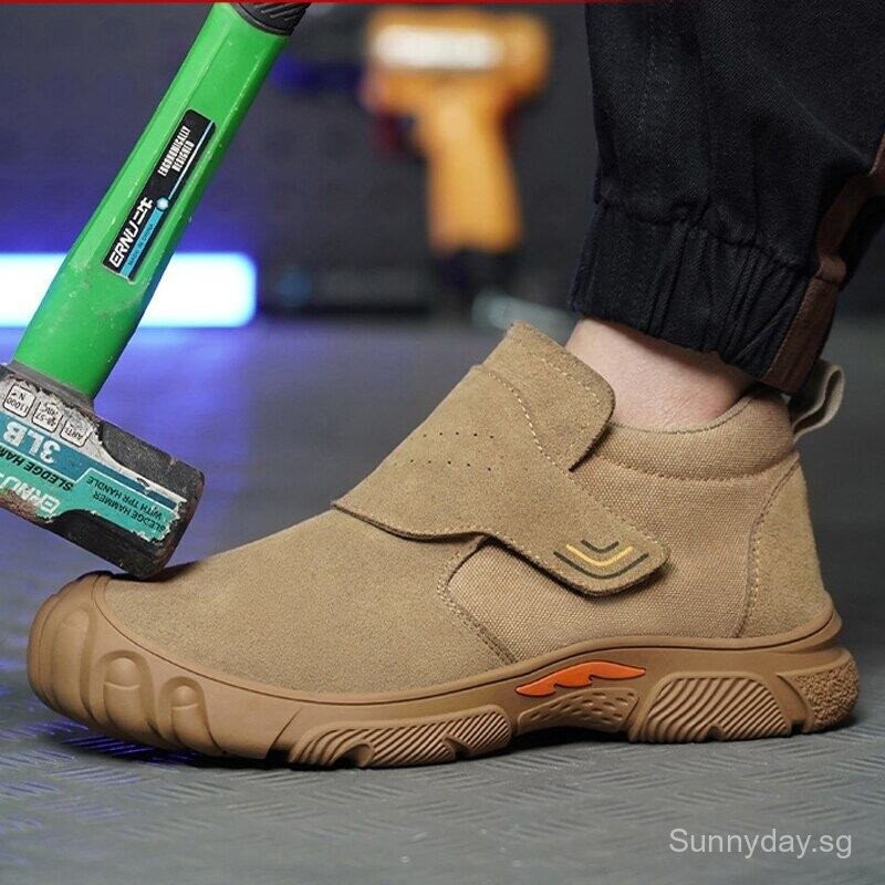 ผู้ชาย Scalding Proof เครื่องเชื่อมฟางก่อสร้างรองเท้านิรภัยเจาะทําลายทํางานเหล็ก Toe PQ2O FZ7G 7PHJ