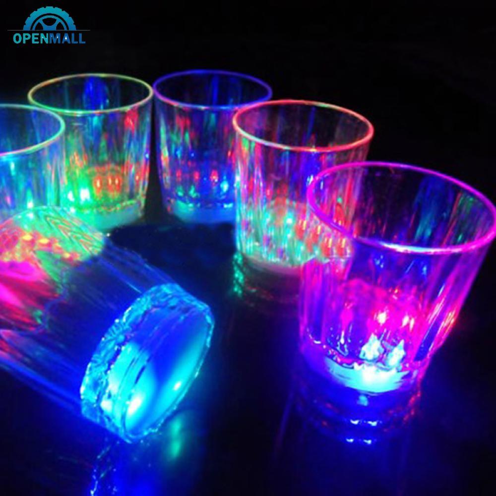 OPENMALL 1 PC 50ml Mini LED กระพริบเครื่องดื่มพลาสติกไวน์เครื่องดื่มถ้วยบาร์ตกแต่ง Party Club แก้ว O