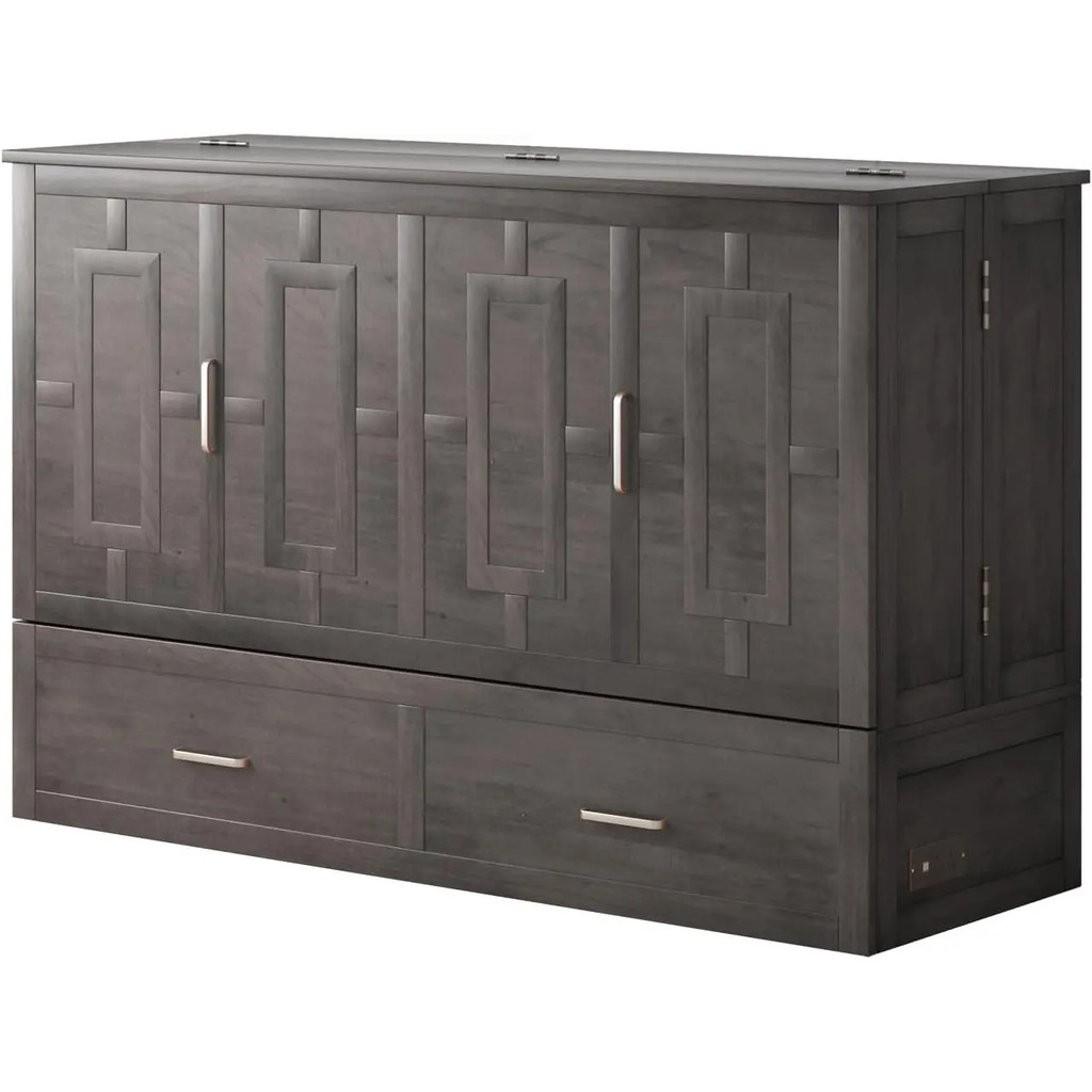 Murphy Bed พร้อมที่นอนพับและสถานีชาร์จ USB มีลิ้นชักใหญ่ ขนาดควีนไซส์