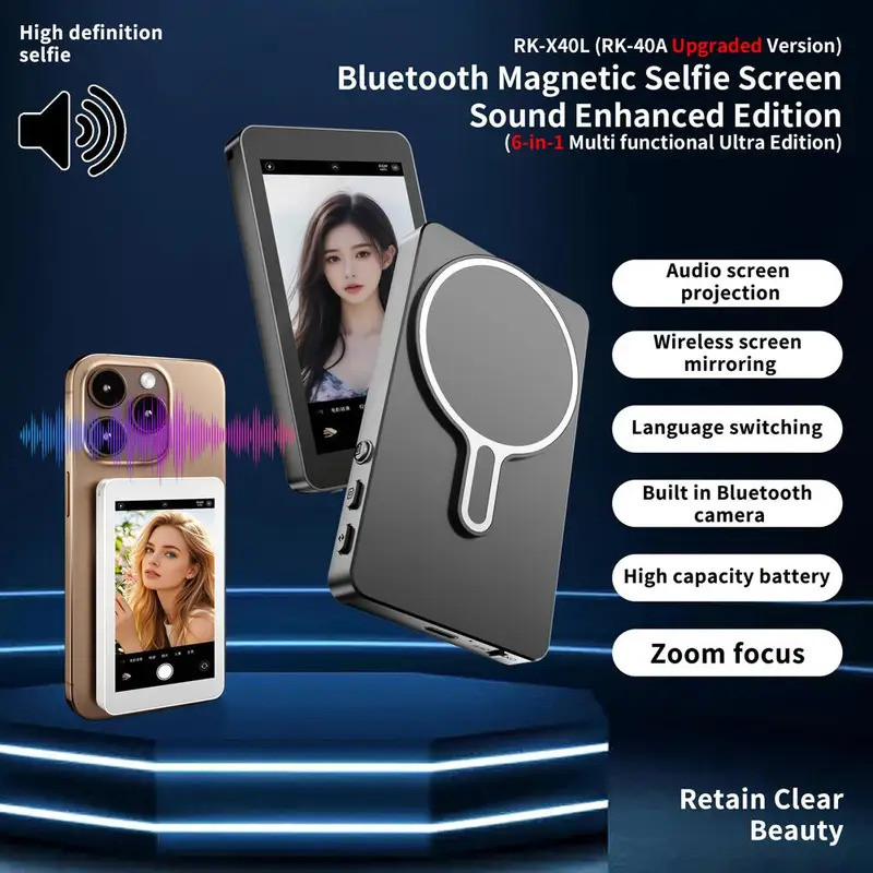 Selfie Monitor หน้าจอด้านหลังแบบพกพา Selfie Monitor Vlog หน้าจอแม่เหล็ก Vlog โทรศัพท์กล้องด้านหลังสํ