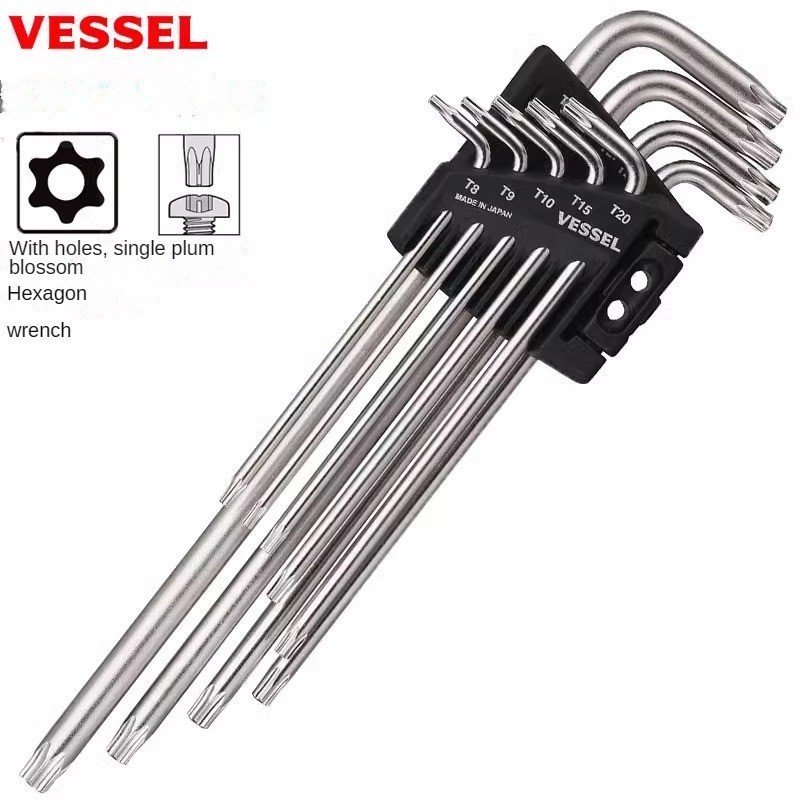 ญี่ปุ่น VESSEL ประแจ 8509BTX Ball Head Torx ประแจ 9 ชิ้นชุด 8509TXH Star สกรู E8SY