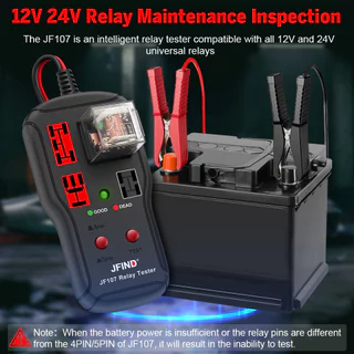 【สินค้าสปอตของไทย】12V & 24V Universal Car Motor Truck Relay Tester 4Pin 5Pin ยานยนต์รีเลย์เครื่องมือวินิจฉัยพร้อมคลิป LED ไฟแสดงสถานะ JFIND JF107