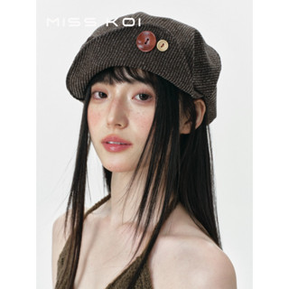 MISSKOI Retro ลายปุ่มจิตรกรหมวกหญิงฤดูใบไม้ผลิฤดูใบไม้ร่วงเก…