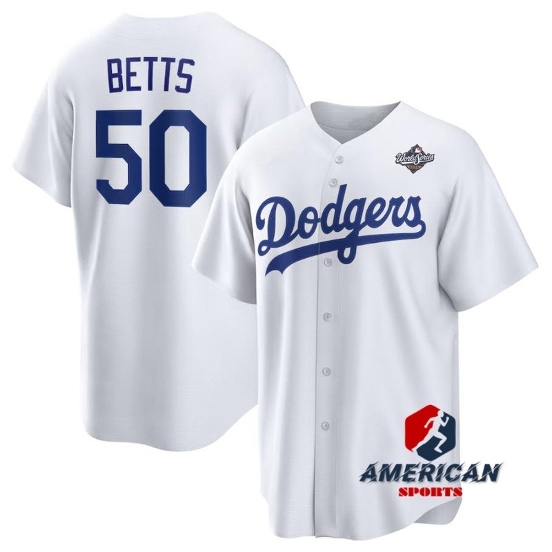 Mens 2025 World Series Los Angeles Dodgers Mookie Betts White Baseball Jersey