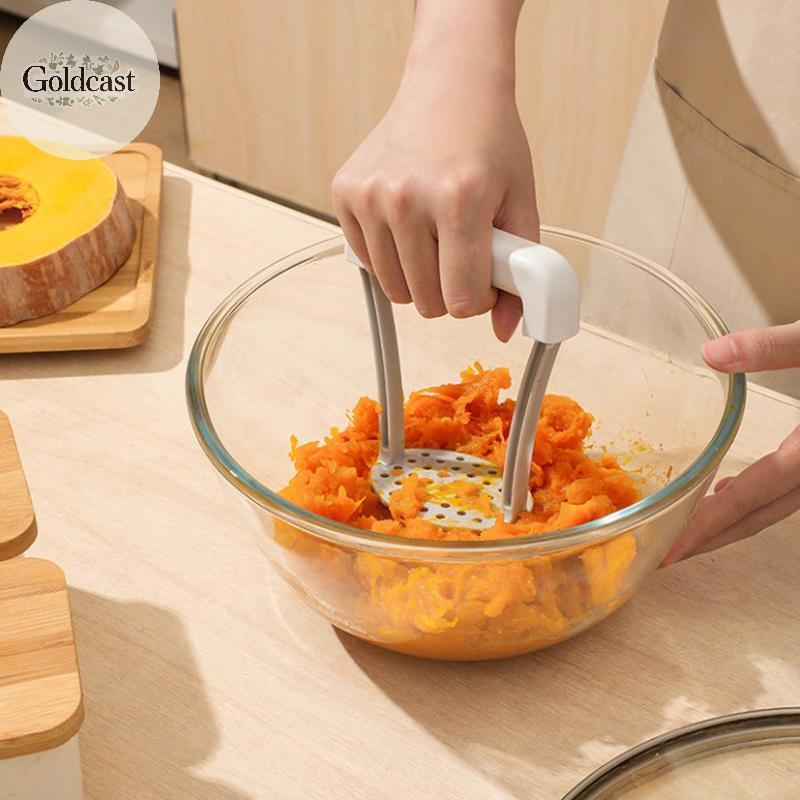 GOLD คู่มือมันฝรั่ง Masher พลาสติก Pressed Potato Smasher แบบพกพาครัวเครื่องมือสําหรับทารกอาหารผลไม้