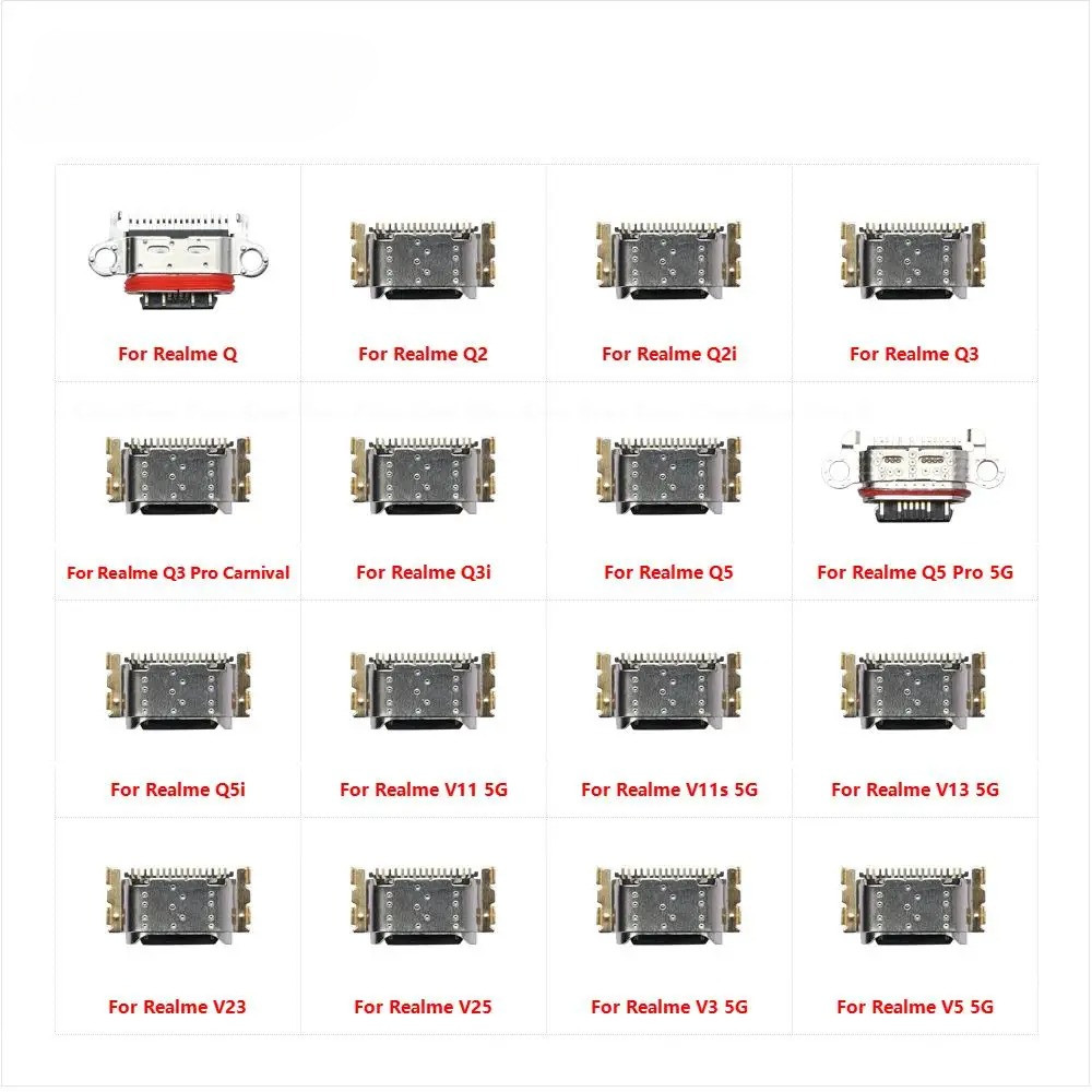 USB Connector ซ็อกเก็ตพอร์ตชาร์จปลั๊กชาร์จสําหรับ OPPO Realme Q Q2 Q2i Q3 Q3i Q5 5G Q5i Pro V11 V11s