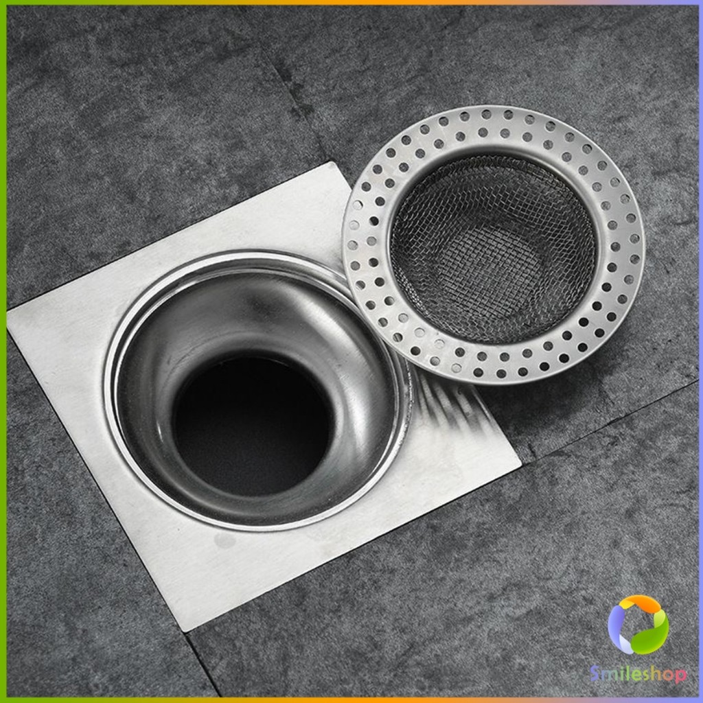 Smile ที่กรองเศษอาหาร สะดืออ่าง ตะแกรงกรองเส้นผม วงกลม ตาข่ายกรองท่อระบายน้ำ  floor drain